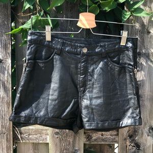Faux leather shorts